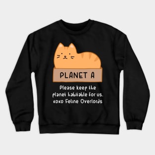 Orange Cat - Habitable Planet (Black) Crewneck Sweatshirt